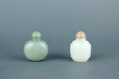 Lot 2016 - Two Chinese jade snuff bottles, Qing Dynasty,...