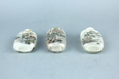Lot 2018 - A set of three Chinese inside-painted glass...