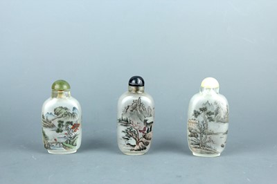 Lot 2018 - A set of three Chinese inside-painted glass...