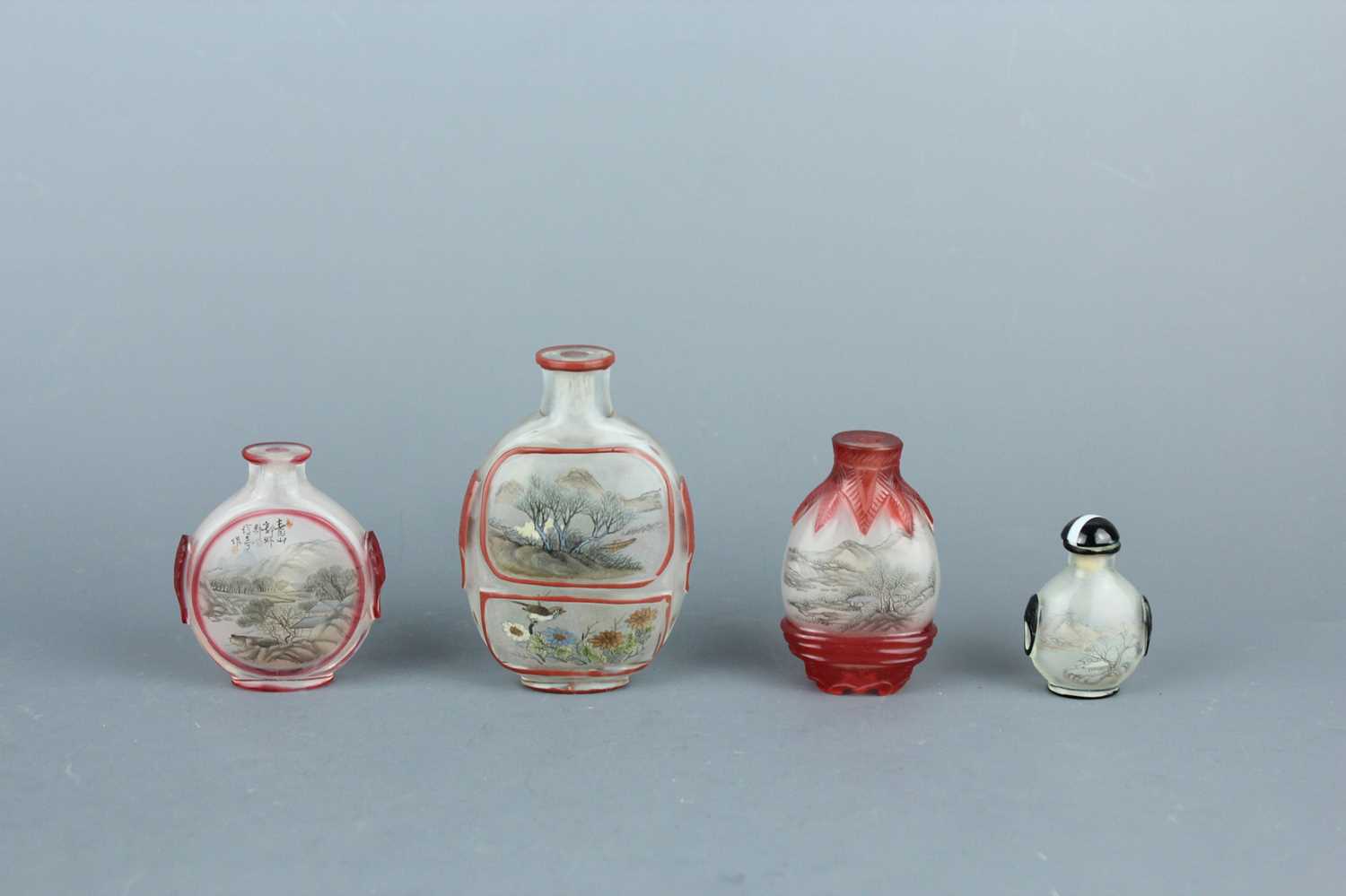 Lot 2020 - A set of four Chinese inside-painted glass...