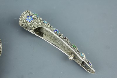 Lot 2059 - A Chinese white metal filigree ‘dragon’...