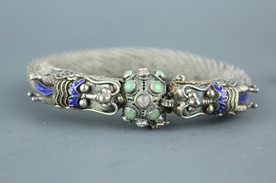 Lot 2059 - A Chinese white metal filigree ‘dragon’...