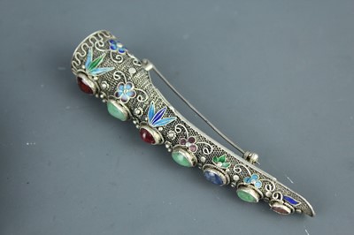 Lot 2059 - A Chinese white metal filigree ‘dragon’...