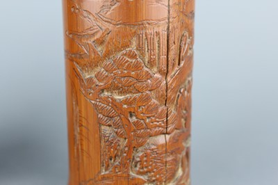 Lot 2088 - A pair of small Chinese bamboo carved brush...