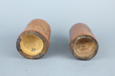 Lot 2088 - A pair of small Chinese bamboo carved brush...