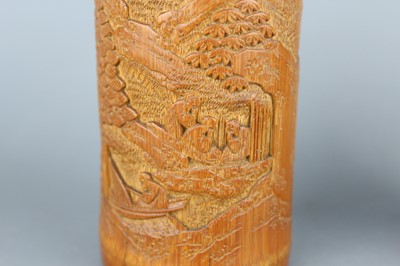 Lot 2088 - A pair of small Chinese bamboo carved brush...