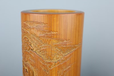 Lot 2088 - A pair of small Chinese bamboo carved brush...