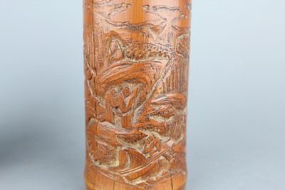Lot 2088 - A pair of small Chinese bamboo carved brush...