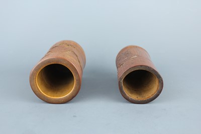 Lot 2088 - A pair of small Chinese bamboo carved brush...