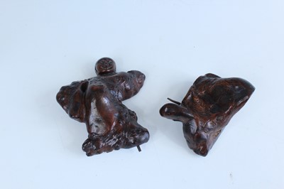 Lot 2093 - A set of three Chinese wood carved immortal...