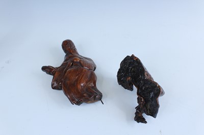 Lot 2093 - A set of three Chinese wood carved immortal...