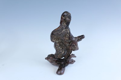 Lot 2093 - A set of three Chinese wood carved immortal...