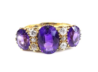 Lot 2631 - A late Victorian yellow metal, amethyst and...
