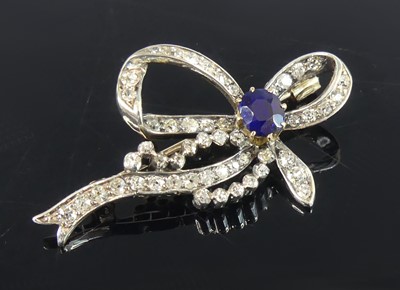 Lot 2636 - A yellow and white metal, sapphire and diamond...