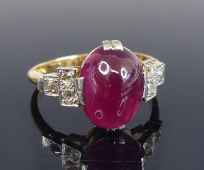 Lot 2639 - An Art Deco style yellow and white metal ruby...