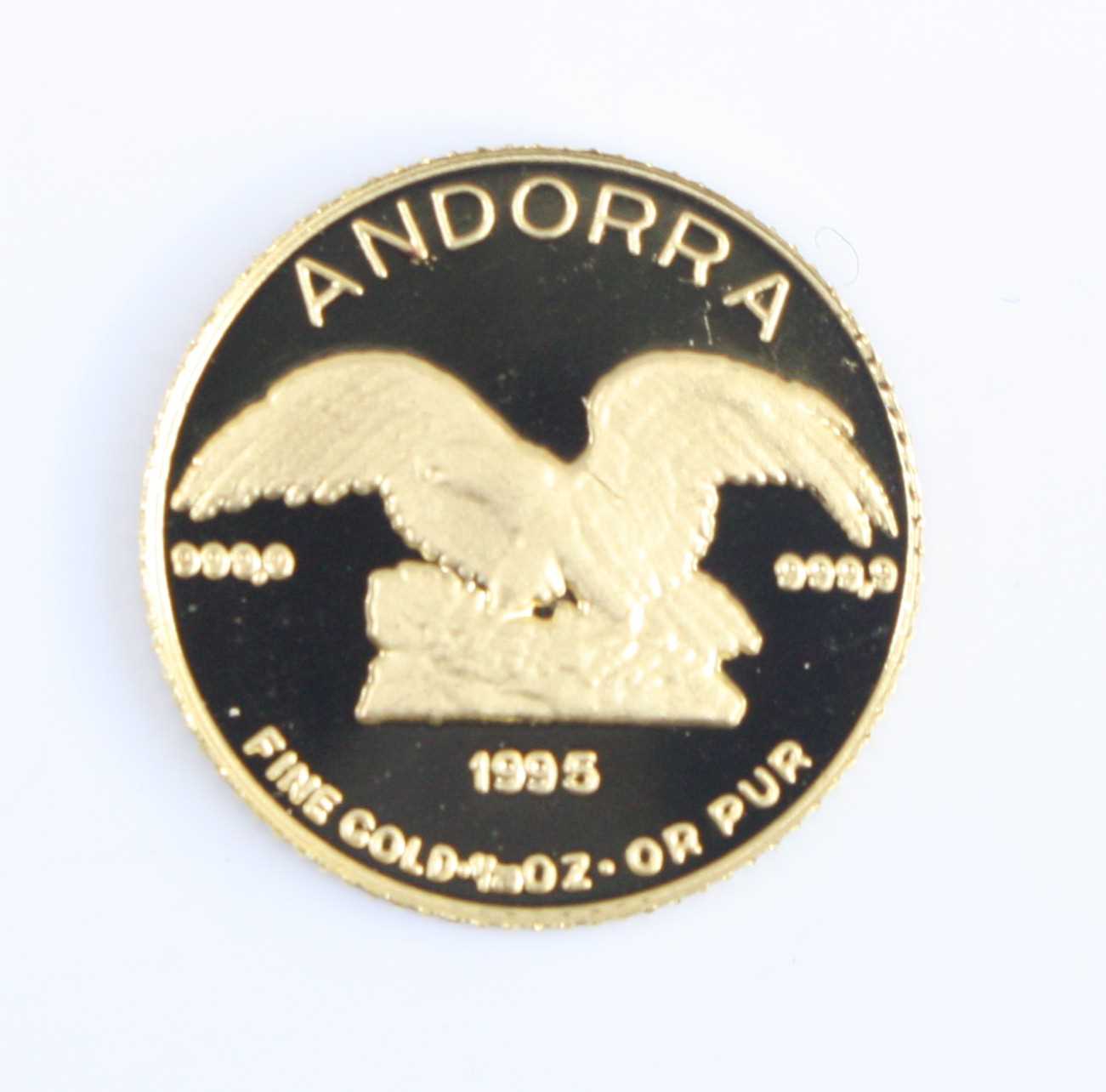Lot 2353 - Andorra, 1995 1/20oz gold proof five Dinars,...