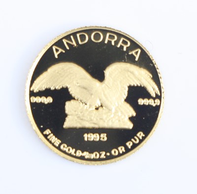 Lot 2353 - Andorra, 1995 1/20oz gold proof five Dinars,...