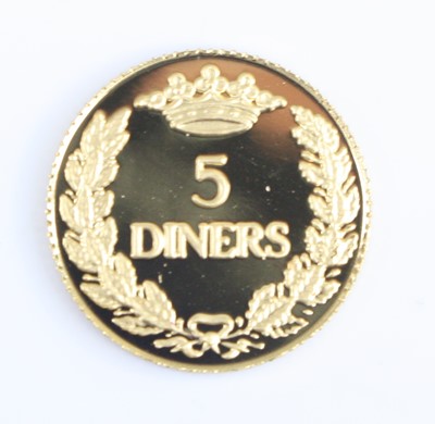 Lot 2353 - Andorra, 1995 1/20oz gold proof five Dinars,...