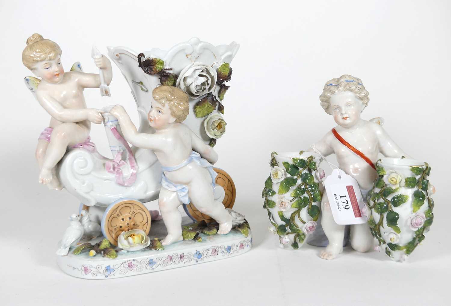 Lot 179 - A Sitzendorf porcelain vase, modelled as a...