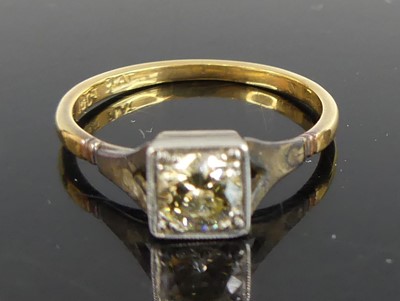 Lot 2677 - A yellow and white metal diamond solitaire...