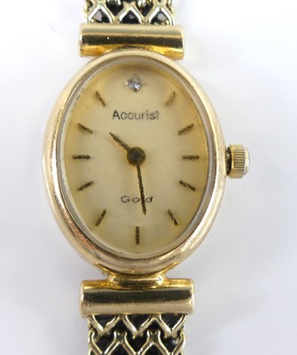 Lot 2688 - A 9ct yellow gold Accurist quartz watch,...