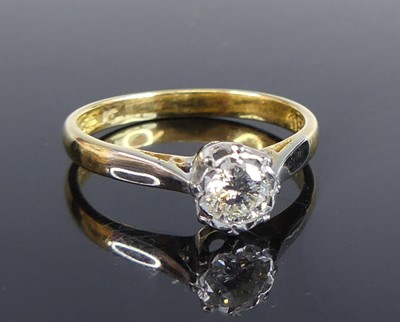 Lot 2704 - A yellow and white metal diamond solitaire...