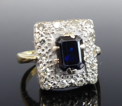 Lot 2713 - A yellow and white metal, sapphire and diamond...