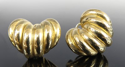Lot 2718 - A pair of 9ct yellow gold six-strand half-hoop...