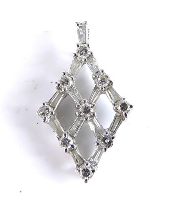 Lot 2705 - A white metal navette shaped diamond openwork...