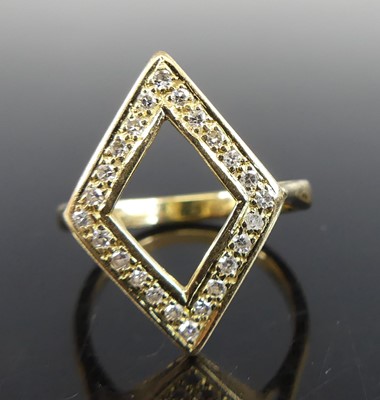 Lot 2708 - A yellow metal diamond openwork navette style...