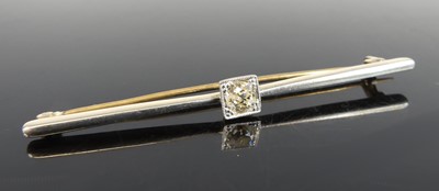 Lot 2725 - A yellow and white metal diamond bar brooch,...