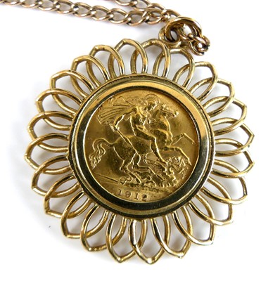 Lot 2738 - A George V gold half sovereign 1912, in yellow...