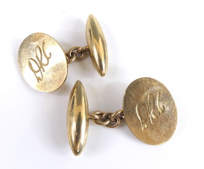 Lot 2744 - A pair of Victorian style 9ct gold cufflinks,...