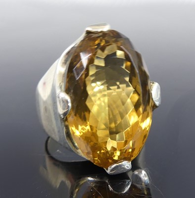Lot 2693 - A contemporary silver and citrine set dress...