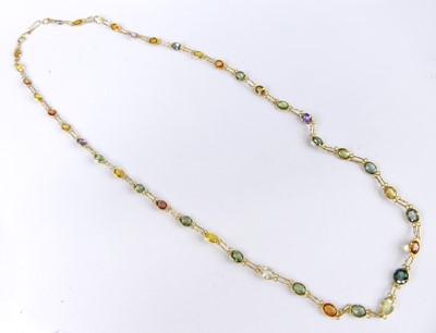 Lot 2756 - A contemporary yellow metal multi sapphire...