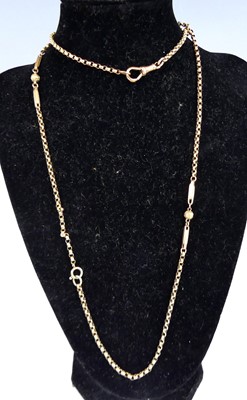 Lot 2752 - A 9ct gold belcher link bar chain, with ball...