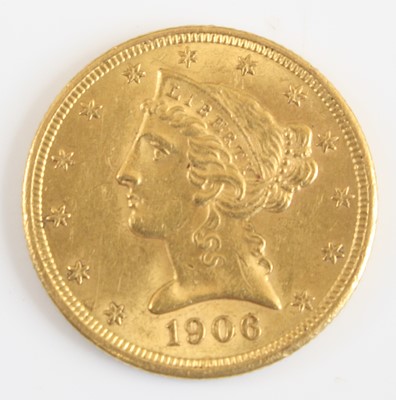 Lot 2326 - United States of America, 1906 gold five...