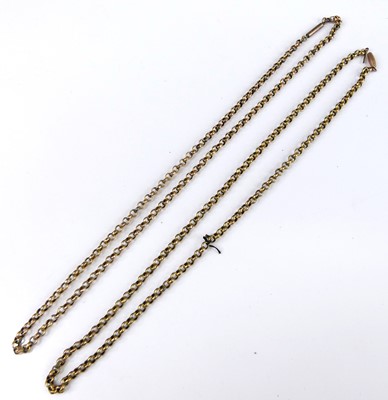 Lot 2765 - A 9ct gold belcher link guard chain, 48cm,...