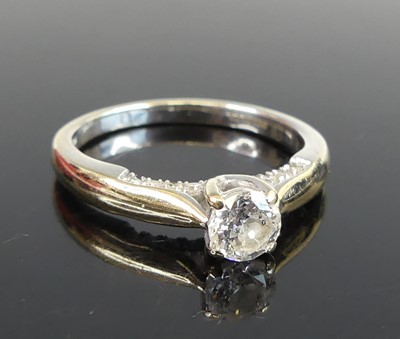 Lot 2767 - An 18ct white gold diamond solitaire ring with...