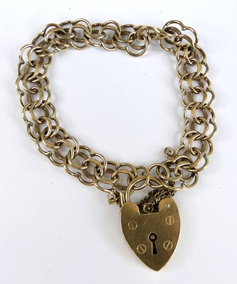 Lot 2772 - A 9ct gold fancy link bracelet having heart...