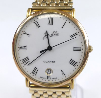 Lot 2783 - A Jeane d'Eve gold plated quartz wrist watch...