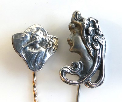 Lot 2817 - Two stick pins, being a stamped 925 white...
