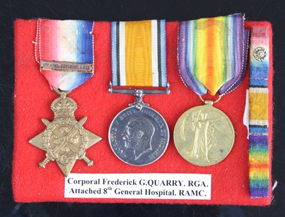 Lot 3367 - A WW I trio to include 1914 Mons Star with 5th...