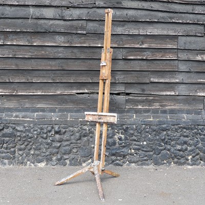 Lot 154 - A beech freestanding adjustable artists easel,...