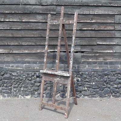 Lot 91 - A stained walnut adjustable artists easel,...