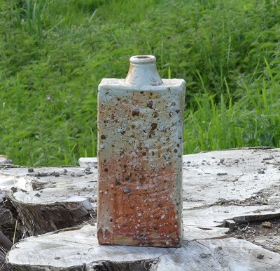 Lot 23 - A large glazed studio pottery slab-sided vase,...