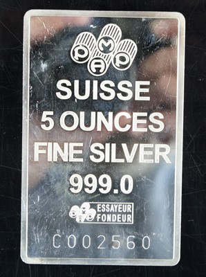 Lot 2445 - Switzerland, 5 Ounces Fine Silver 999.0 ingot...