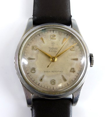 Lot 2820 - A vintage gent's Tudor Royal steel cased...