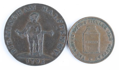 Lot 2502 - Warwickshire, Birmingham 1793 half penny token,...