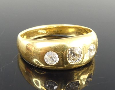 Lot 2832 - A yellow metal diamond set signet ring,...